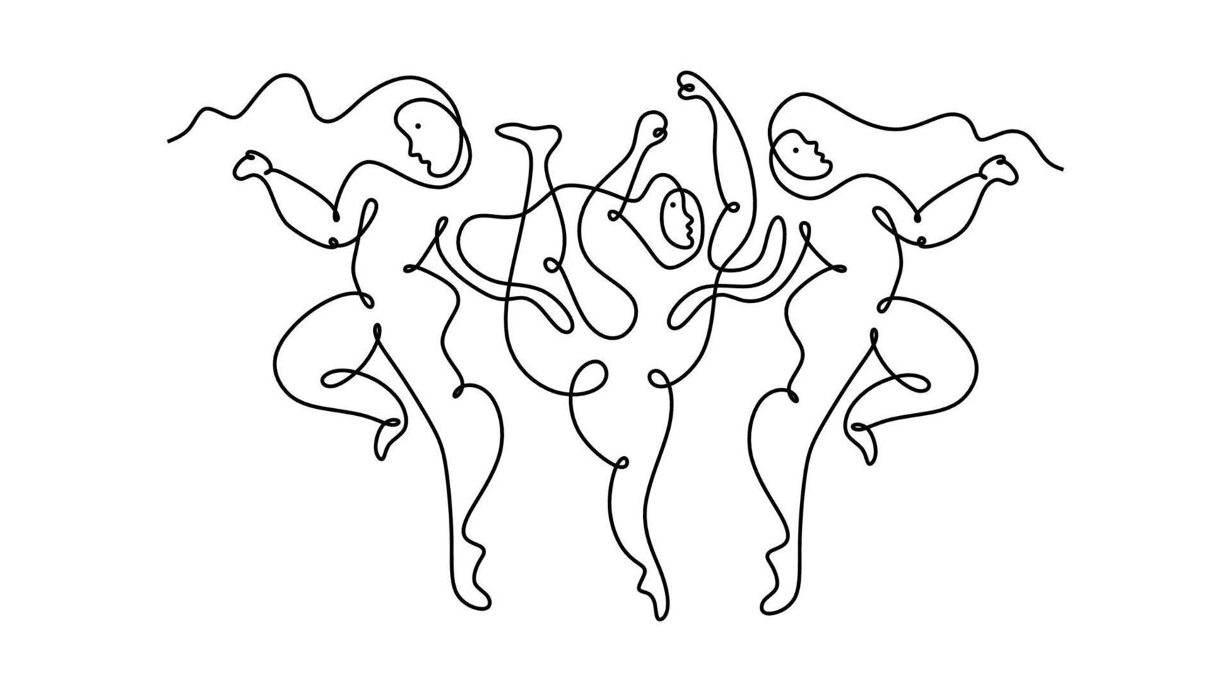 een doorlopend single lijn tekening van dansen mensen picasso. vector