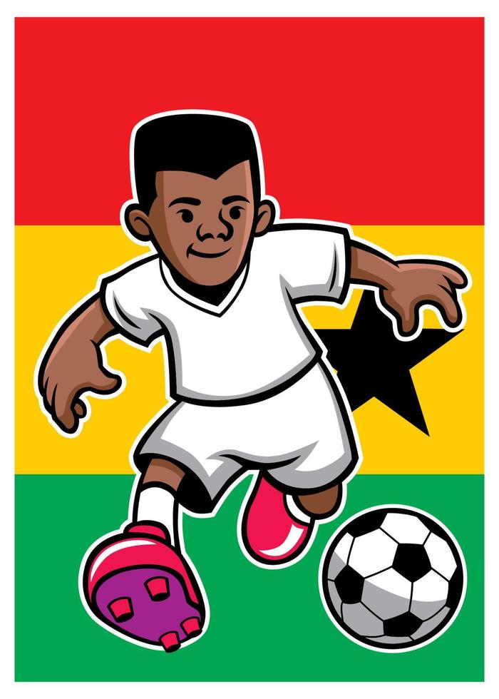 Ghana voetbal speler met vlag achtergrond vector