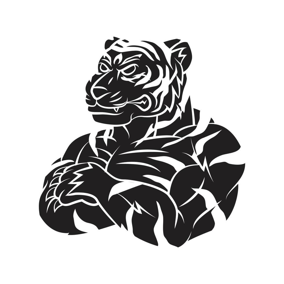 zwart silhouet van sterk tijger vector