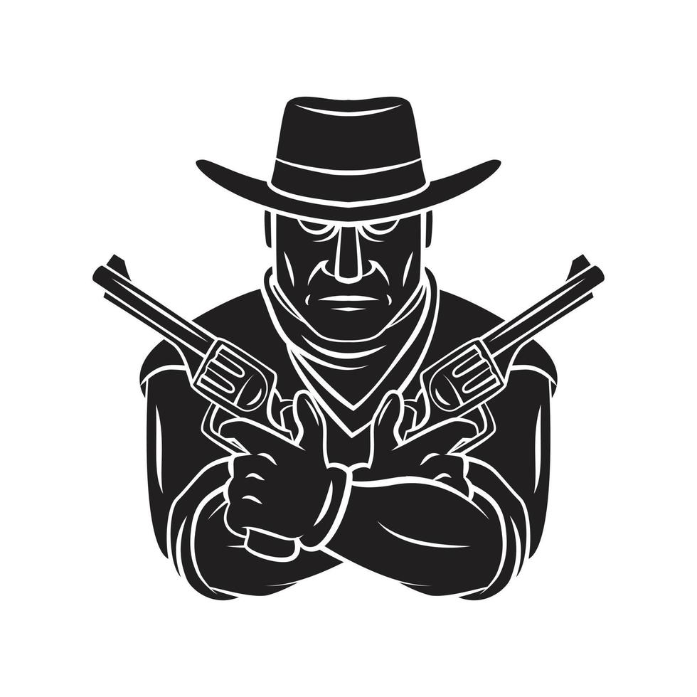 zwart silhouet van cowboy vector