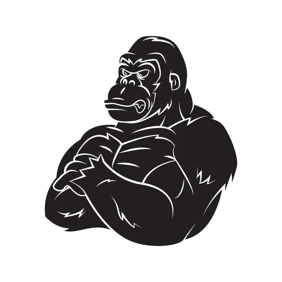 zwart silhouet van sterk gorilla vector