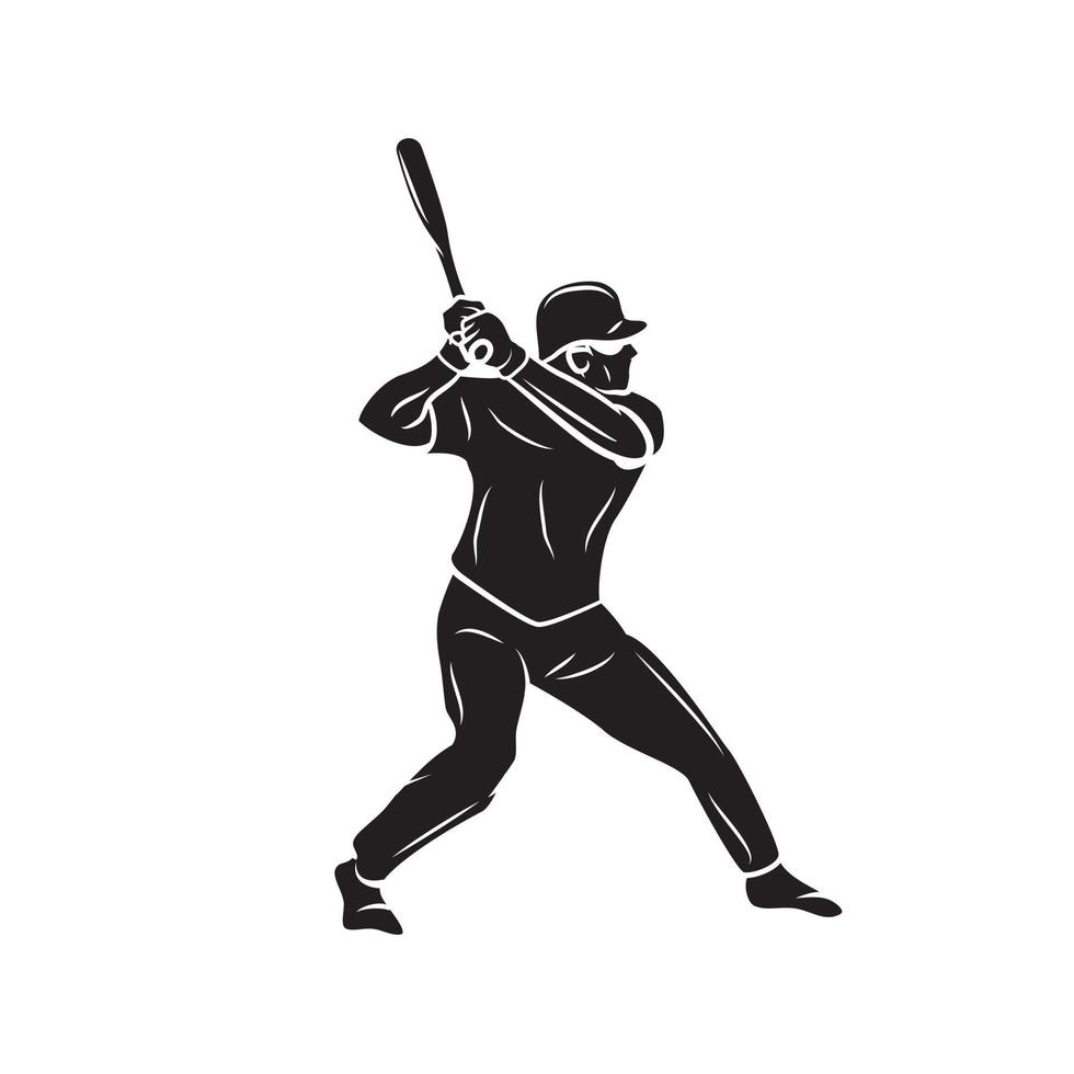 softbal speler zwart illustratie vector