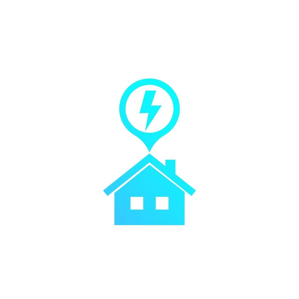 elektriciteit pictogram met huis, vector sign.eps