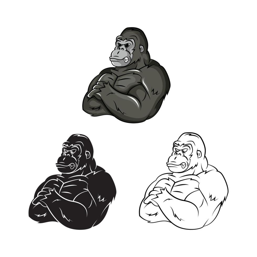 sterk gorilla's illustratie verzameling Aan wit achtergrond vector