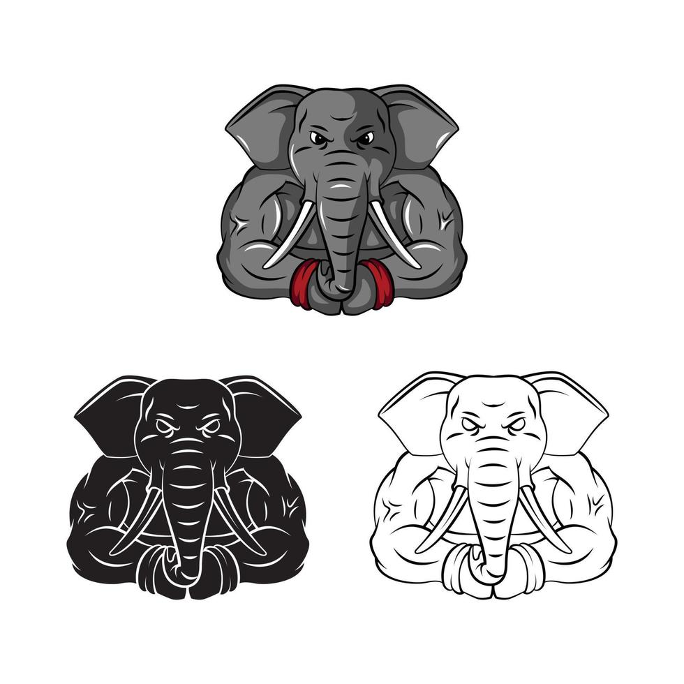 sterk olifanten illustratie verzameling Aan wit achtergrond vector