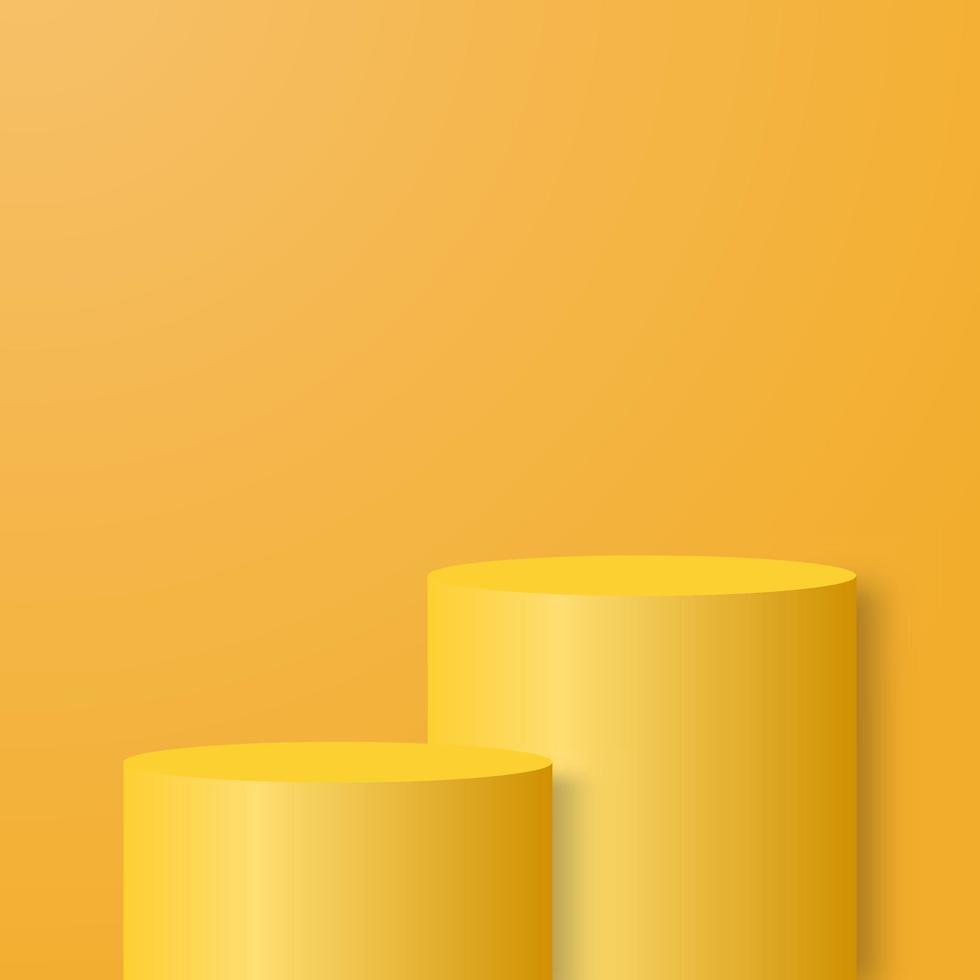 blanco ronde voetstuk. geel circulaire podium met stappen voor uitstekend luxe Product vitrine Scherm advertentie Aan kleur achtergrond met minimaal stijl in studio kamer vector