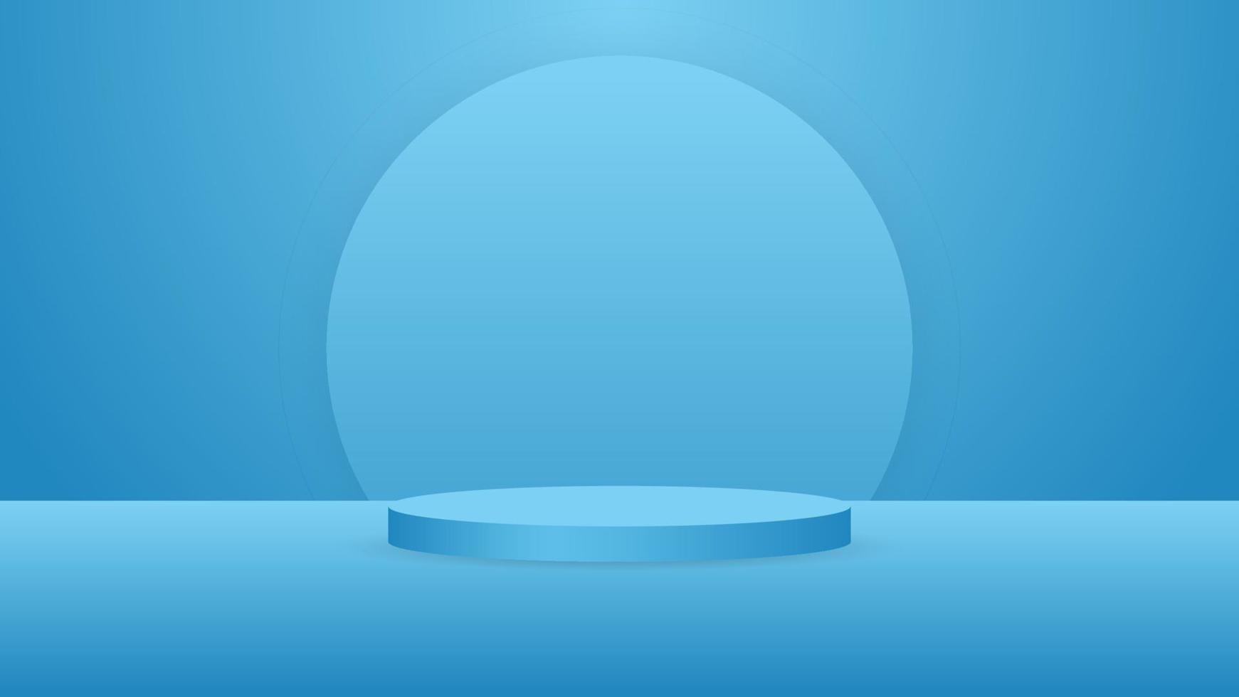 blanco ronde voetstuk. blauw circulaire podium voor uitstekend luxe Product reclame Scherm Aan kleur achtergrond met minimaal stijl in studio kamer vector