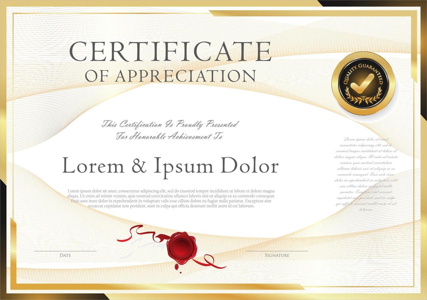 certificaat of diploma van voltooiing ontwerp sjabloon wit achtergrond vector illustratie