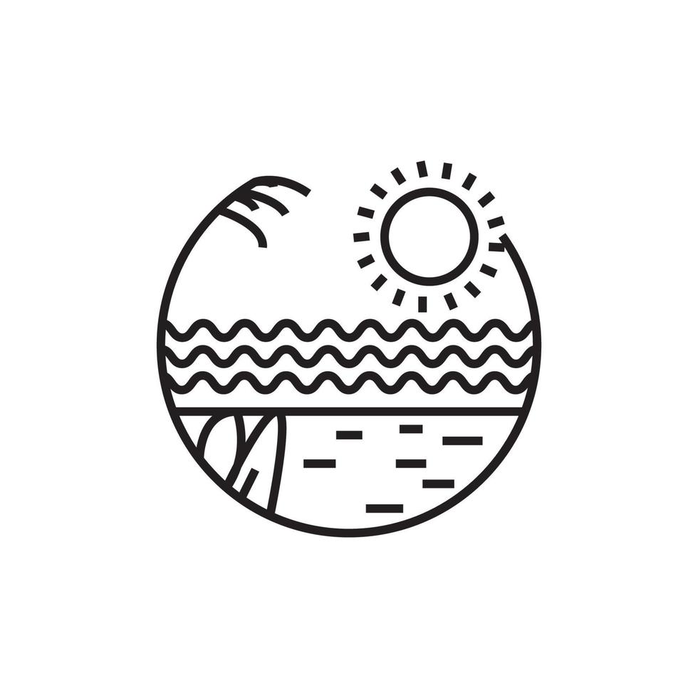 zomer Aan tropisch eiland, mono lijn stijl ontwerp reeks vector