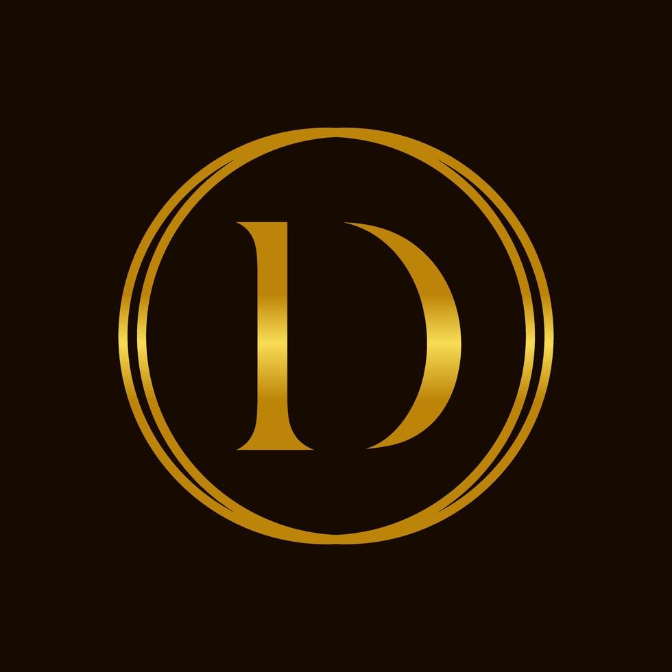 elegant eerste d gouden cirkel logo vector