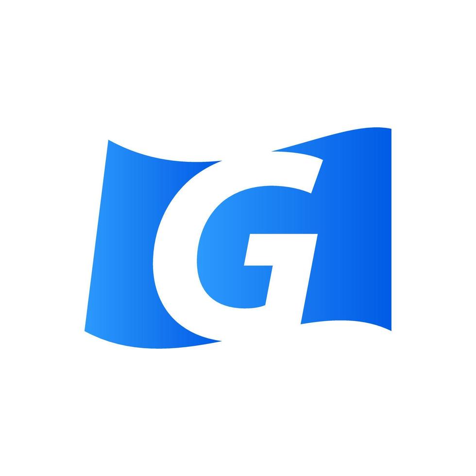 eerste g blauw vlag logo vector