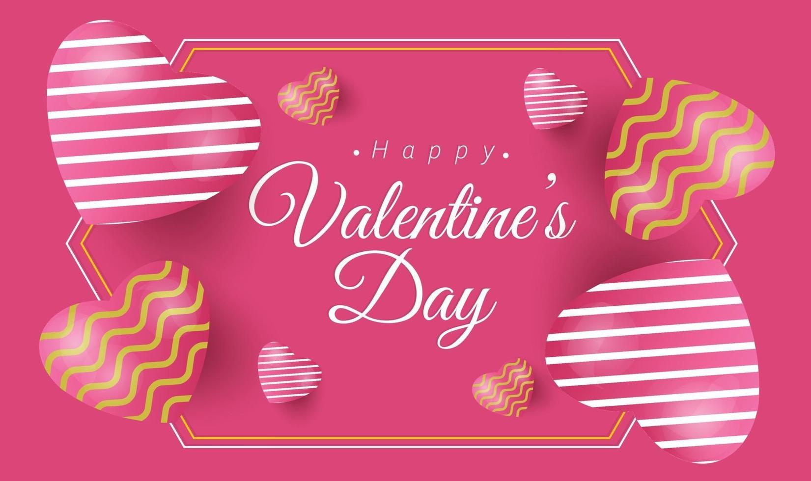 gelukkige Valentijnsdag banner met witte, roze en gele luxe harten vector