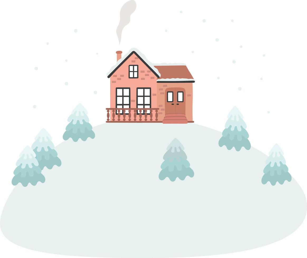Kerstmis kaart met huis vector