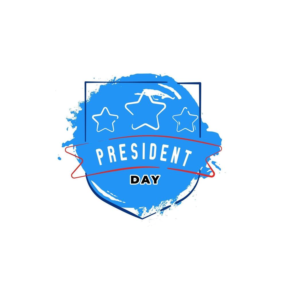 label voor president day met schild en penseelstreek vector