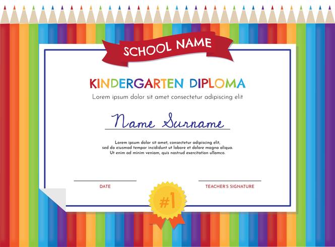 Kleuterschool diploma sjabloon vector