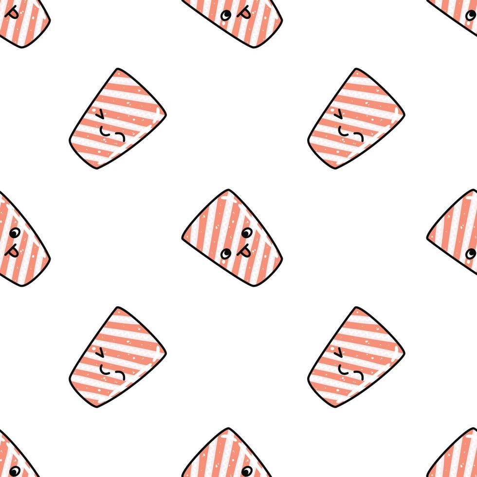 kawaii sushi illustratie. vector vlak hand- getrokken naadloos patroon