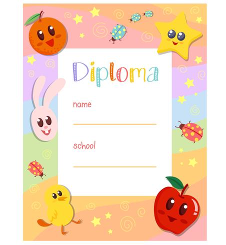 Kleuterschool Leuk diploma vector