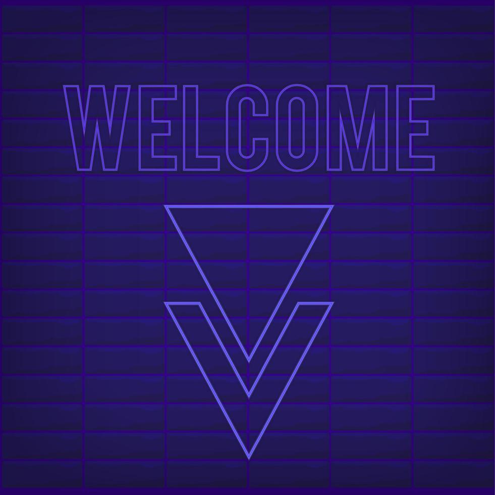 neon poster Welkom Aan blauw muur achtergrond. vector illustratie