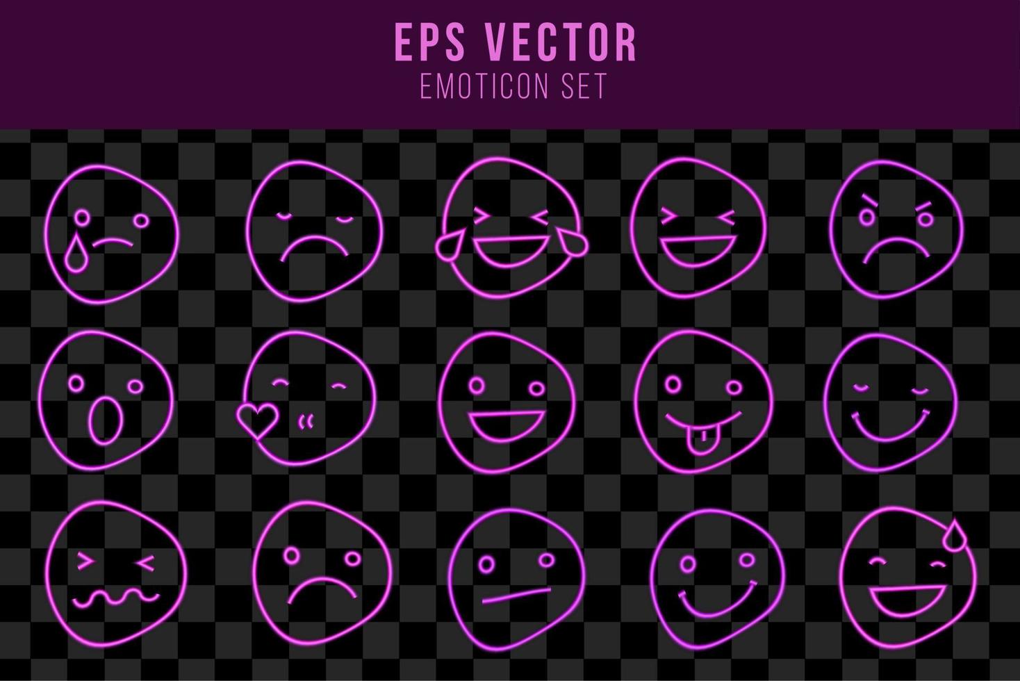 neon illustratie van Purper emoji. vector icoon van tekenfilm verliefd emoji met hart ogen en glimlach in schets neon stijl, Purper en paars kleuren. gloeiend emoticon met achtergrondverlichting