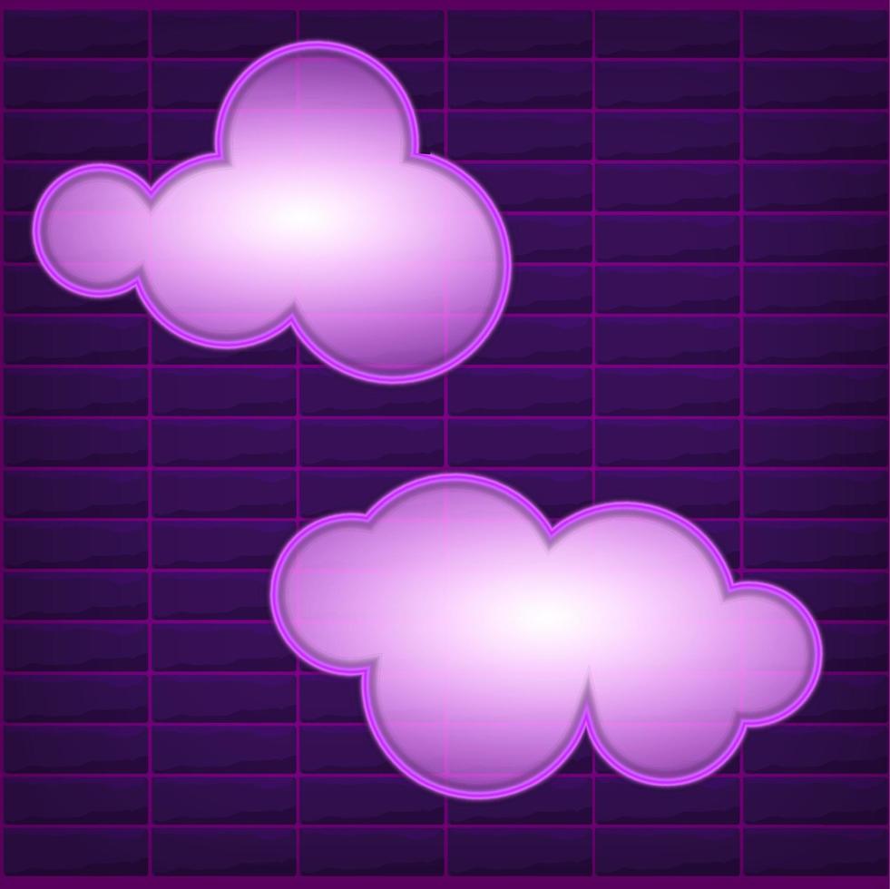 vector neon wolken set, helder Purper licht, pictogrammen verzameling schijnend Aan donker achtergrond, geïsoleerd symbolen.