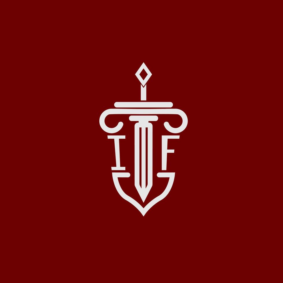 als eerste logo monogram ontwerp voor wettelijk advocaat vector beeld met zwaard en schild