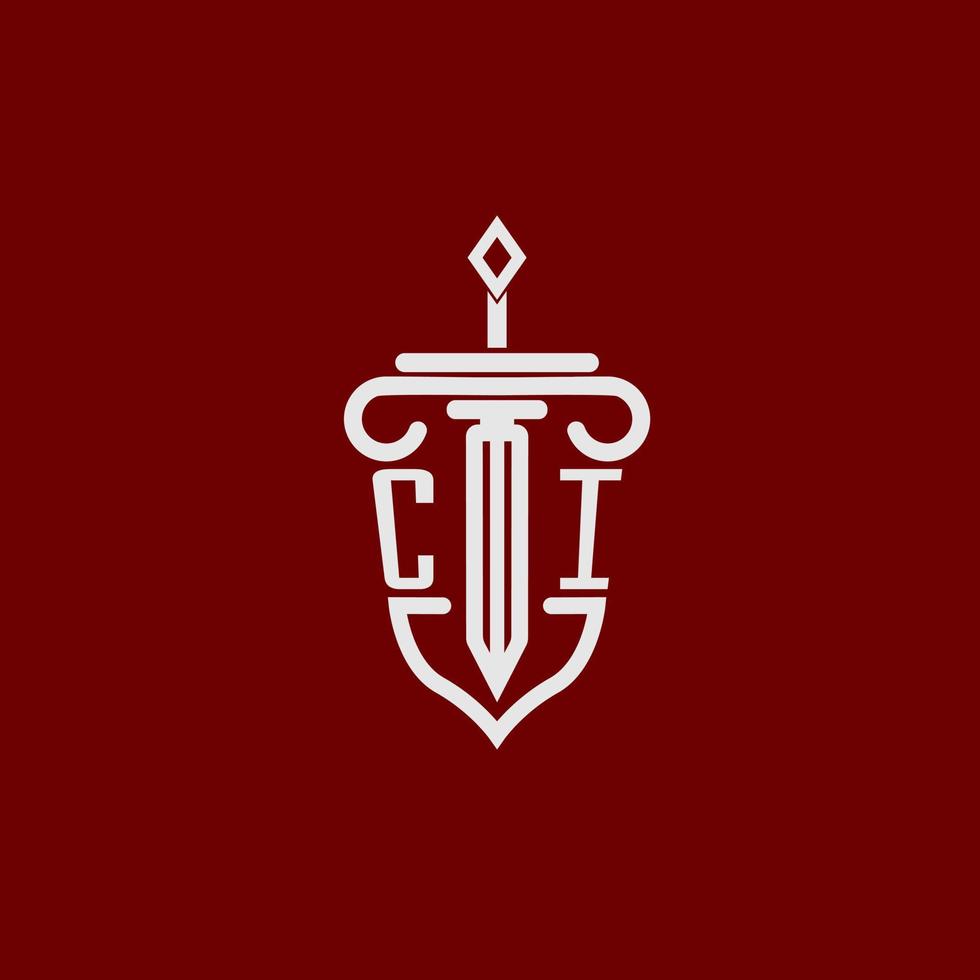 ci eerste logo monogram ontwerp voor wettelijk advocaat vector beeld met zwaard en schild