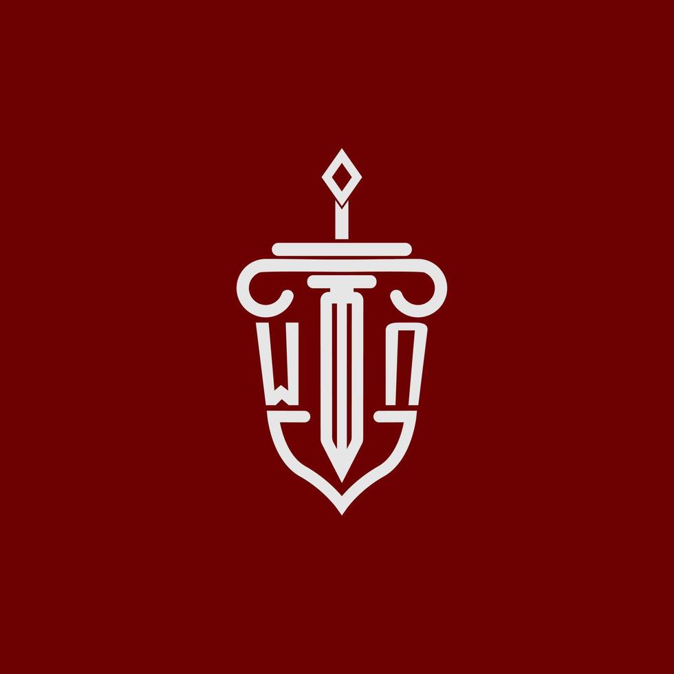 wn eerste logo monogram ontwerp voor wettelijk advocaat vector beeld met zwaard en schild