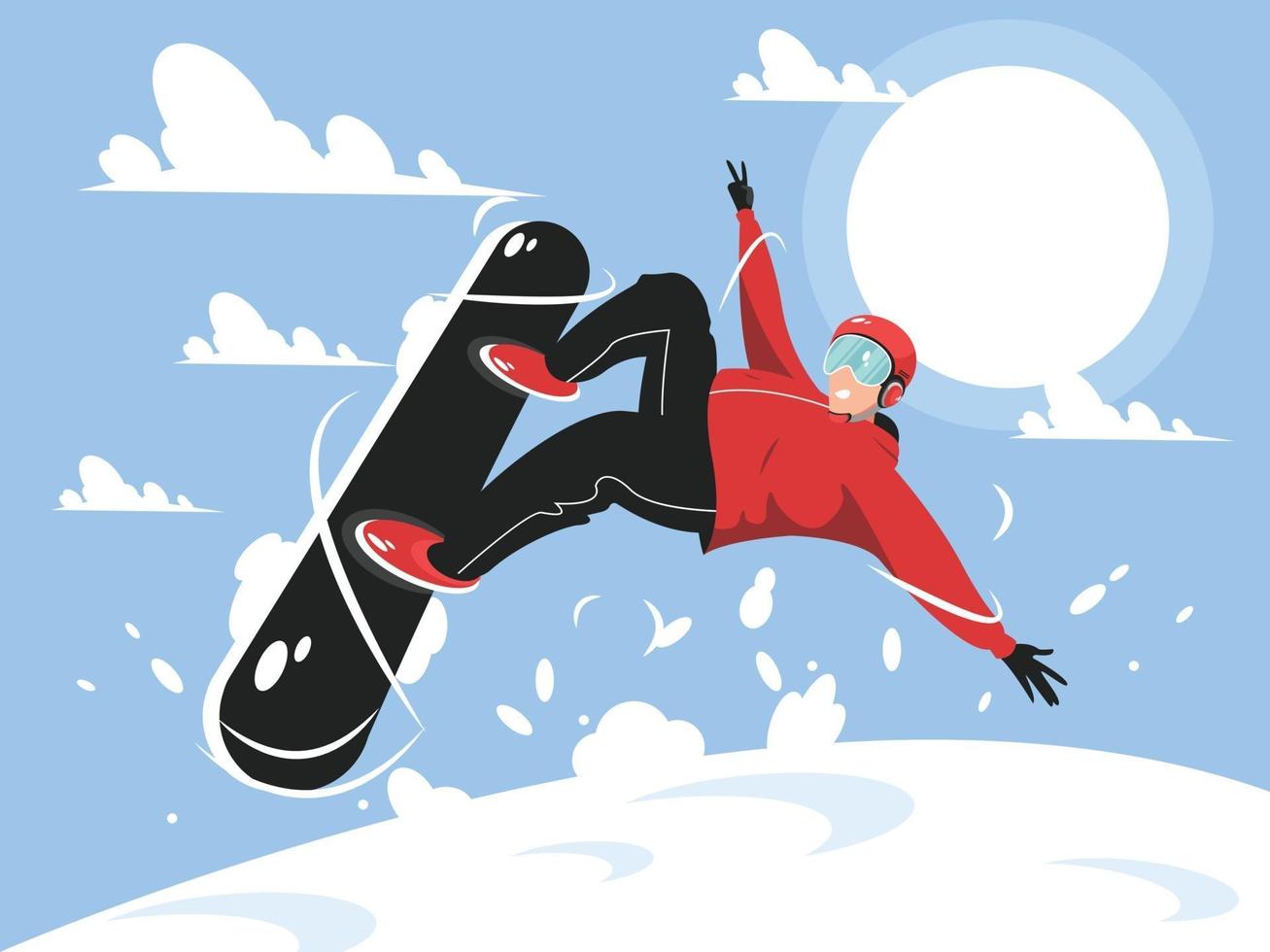 snowboarder springen met stijl karakter illustratie vector