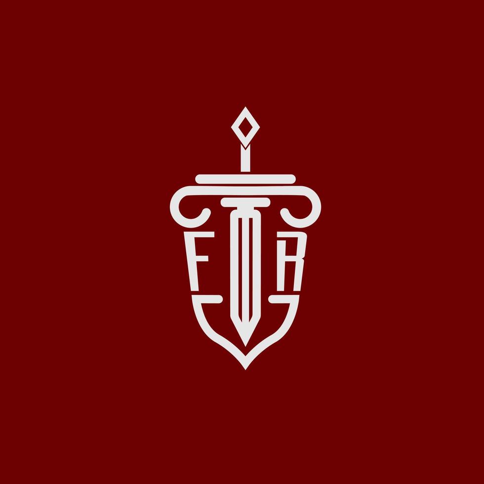 vanaf eerste logo monogram ontwerp voor wettelijk advocaat vector beeld met zwaard en schild