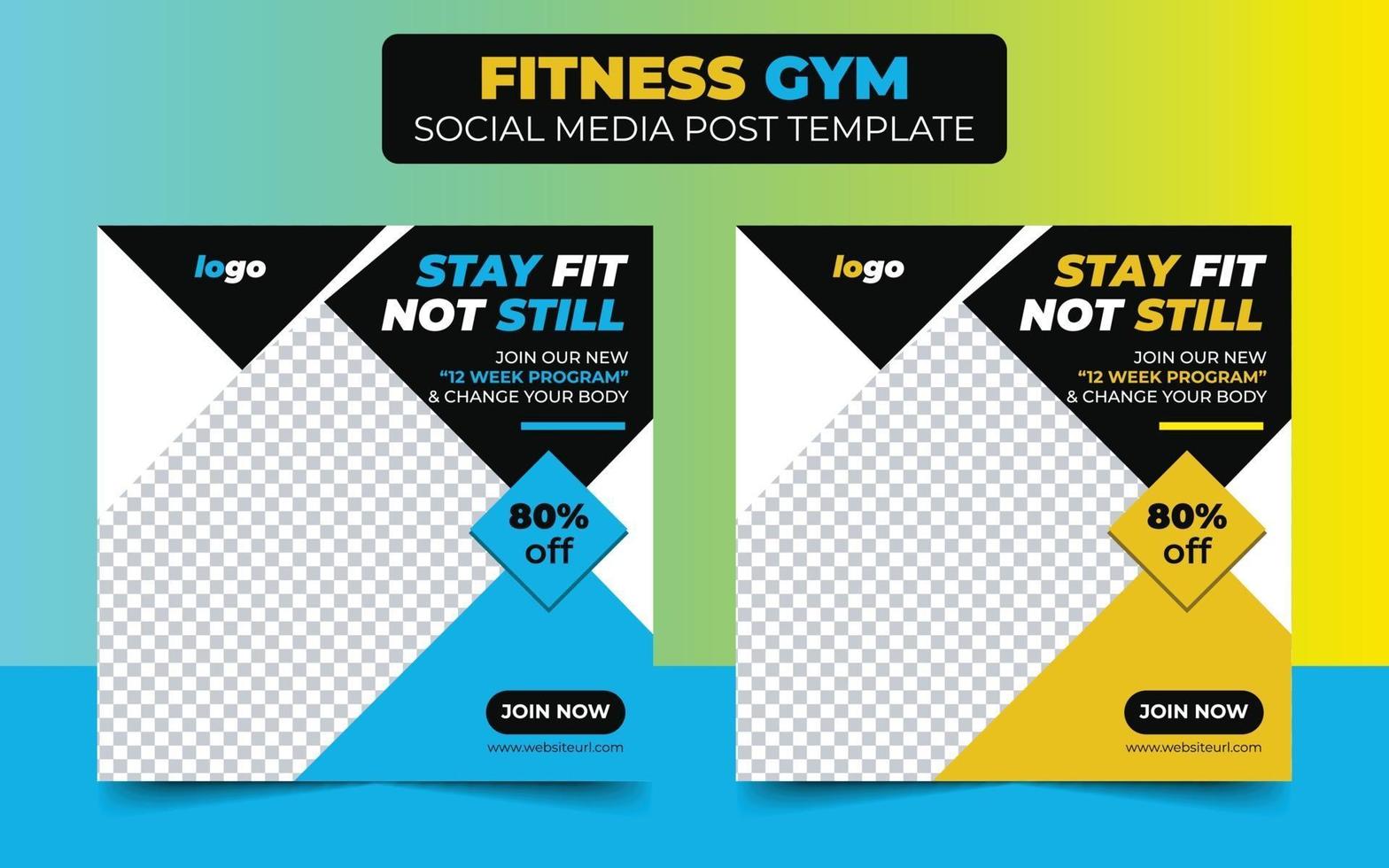 fitnessruimte vierkant creatief ontwerp voor post op sociale media vector