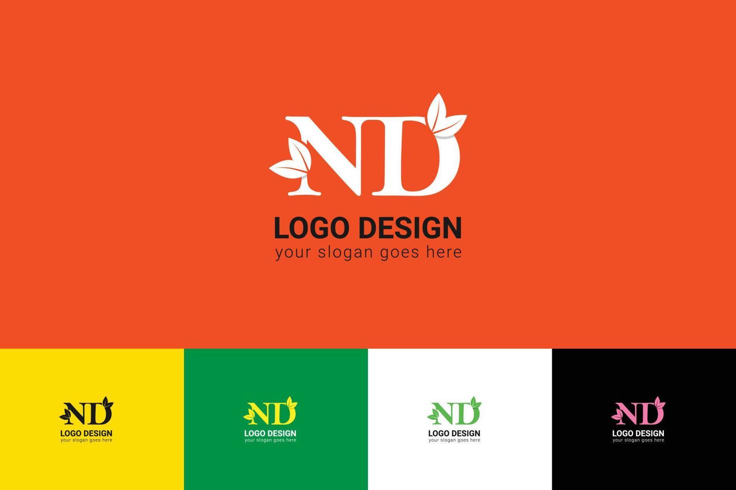 nd brieven eco logo met groen blad. ecologie brief logo. vector lettertype voor natuur affiches, eco vriendelijk embleem, veganistisch identiteit, kruiden en botanisch kaarten enz.