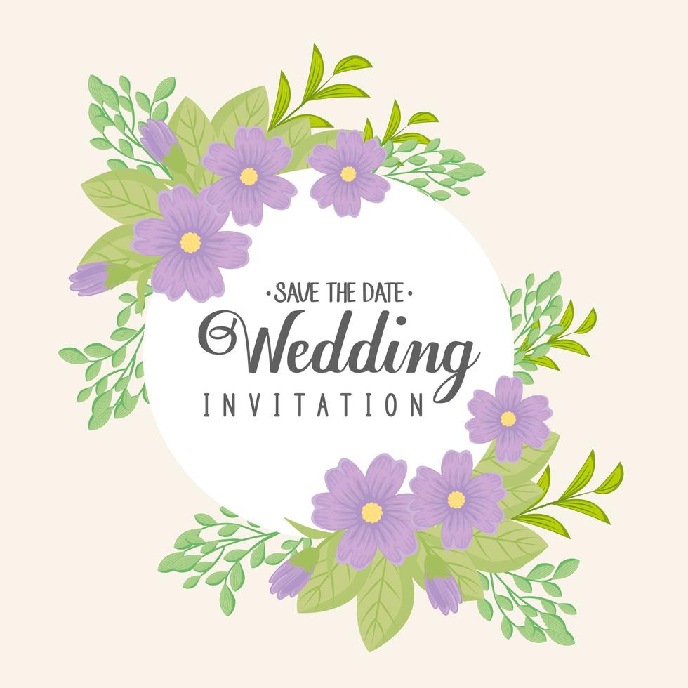 wenskaart met bloemen krans voor bruiloft uitnodiging vector