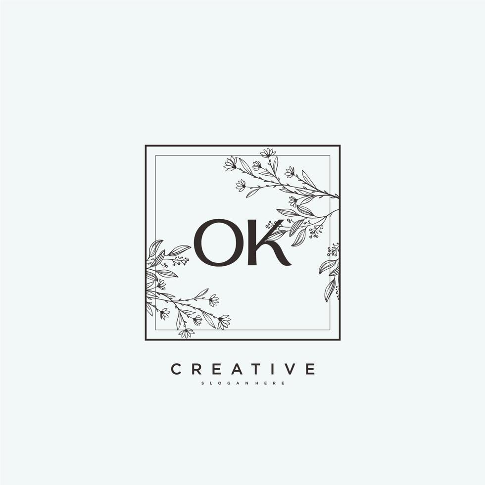 OK schoonheid vector eerste logo kunst, handschrift logo van eerste handtekening, bruiloft, mode, juwelen, boetiek, bloemen en botanisch met creatief sjabloon voor ieder bedrijf of bedrijf.