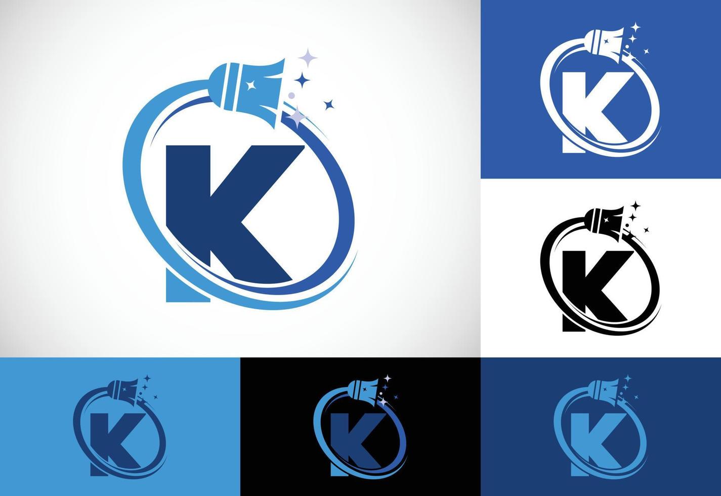 brief k schoonmaak onderhoud logo ontwerp sjabloon, schoonmaak bedrijf logo teken symbool. vector