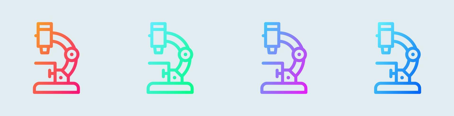 microscoop lijn icoon in helling kleuren. laboratorium tekens vector illustratie.
