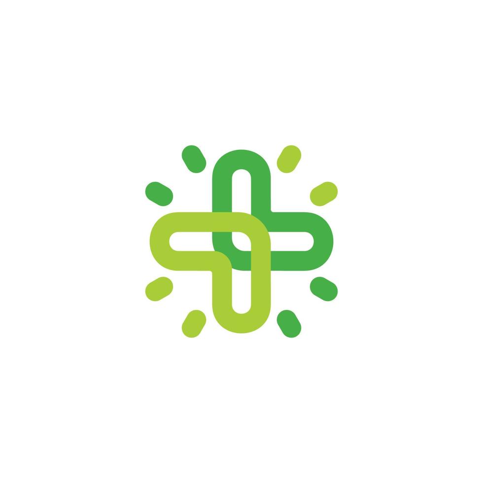 kleurrijk plus medisch schijnen groen blad ontwerp logo vector