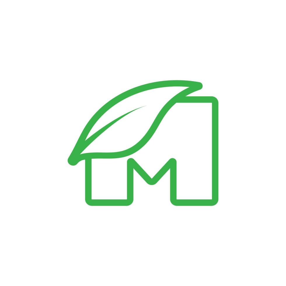 brief m gemakkelijk overlappende blad logo vector