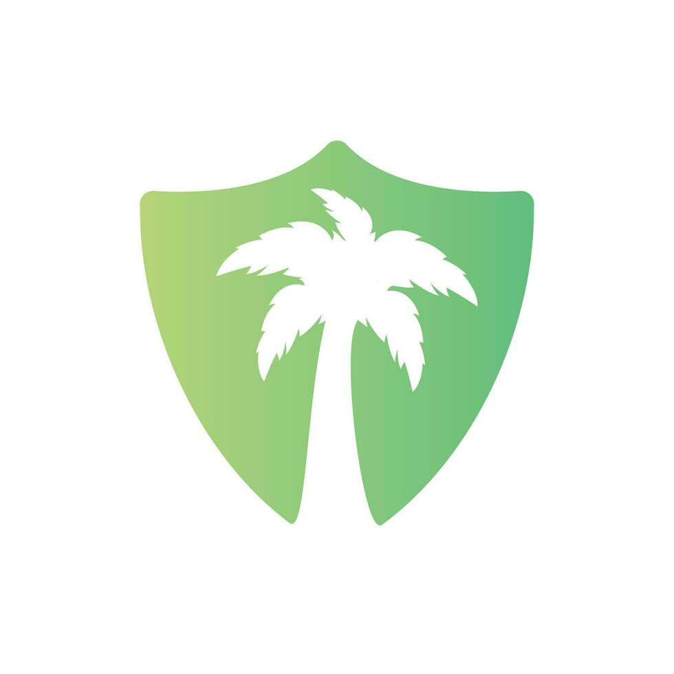 tropisch strand en palm boom logo ontwerp. creatief gemakkelijk palm boom vector logo ontwerp.