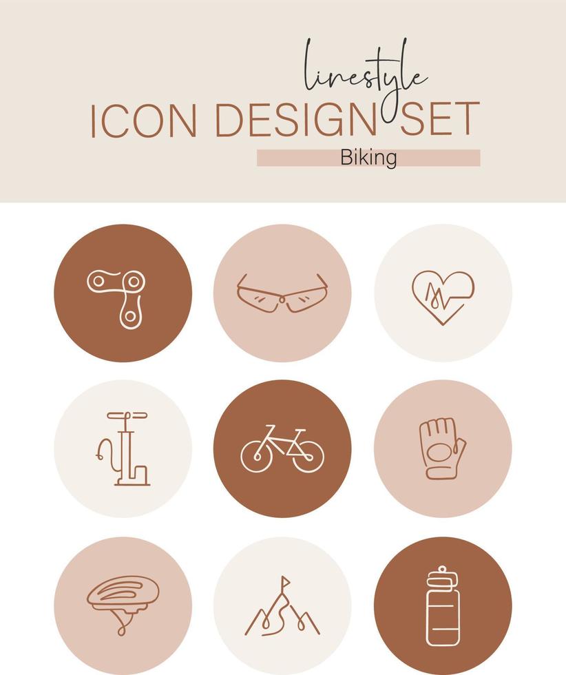 lijnstijl icoon ontwerp reeks fietsen vector