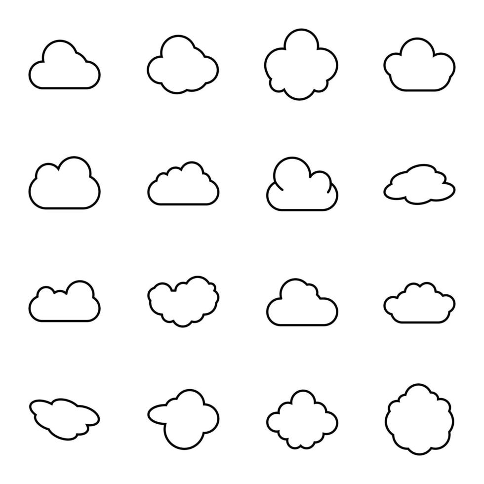 vector lijn icoon reeks van divers wolken. het kan worden gebruikt voor plaatsen, weer voorspellingen, Lidwoord, boeken, interfaces en divers ontwerp