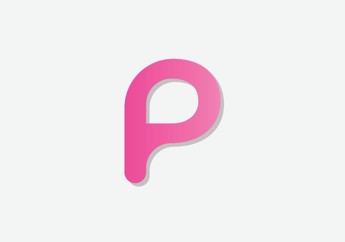 eps10 brief p logo vector met schaduw in roze kleur geïsoleerd Aan grijs achtergrond, alfabet logo sjabloon