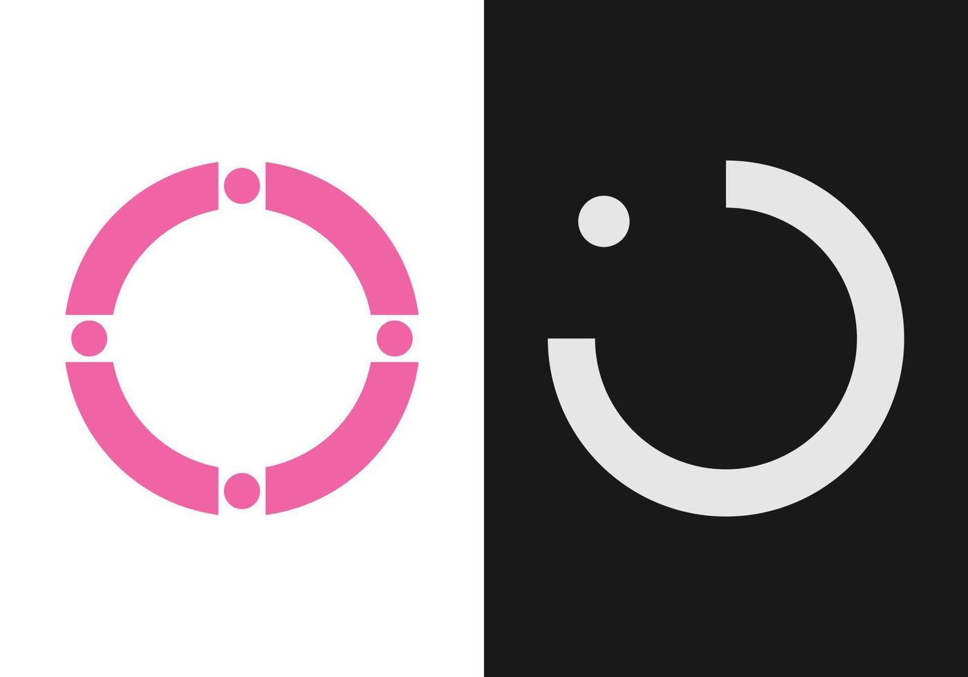 eps10 vector reeks van brief O of aantal 0 minimaal logo icoon ontwerp sjabloon element in twee verschillend variaties