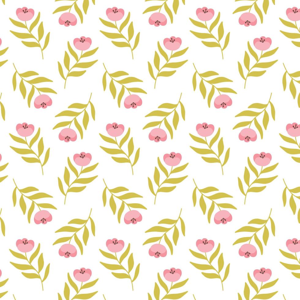 naadloos patroon met bloemen. voorjaar afdrukken met bloeiend bloemen. vector illustratie. vlak hand- getrokken stijl.