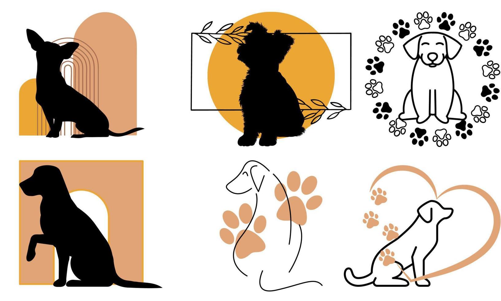 hond logo reeks wijnoogst stijl. merk identiteit embleem vector