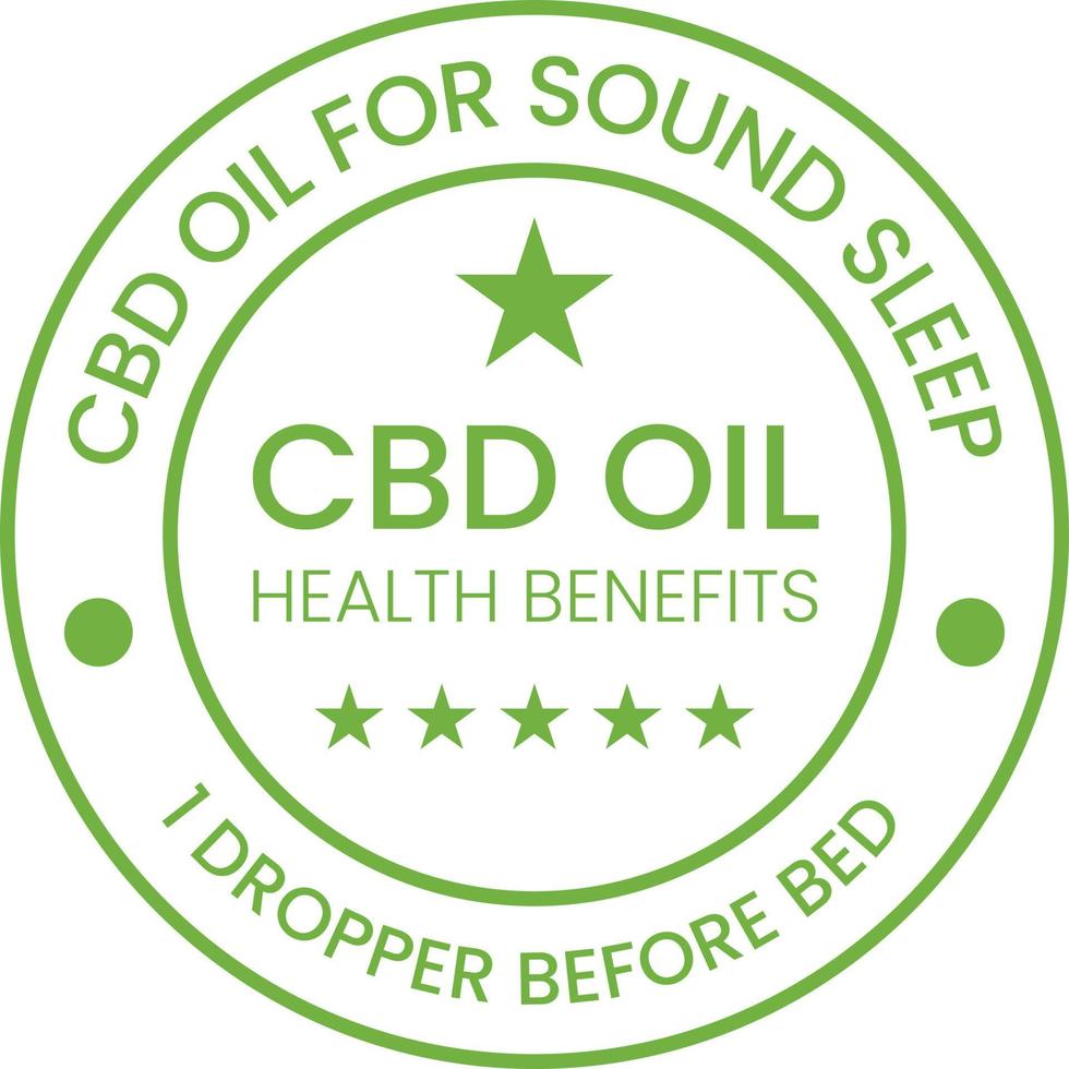 cbd olie voor geluid slaap, cbd olie Gezondheid voordelen zegel, icoon, symbool, embleem vector illustratie