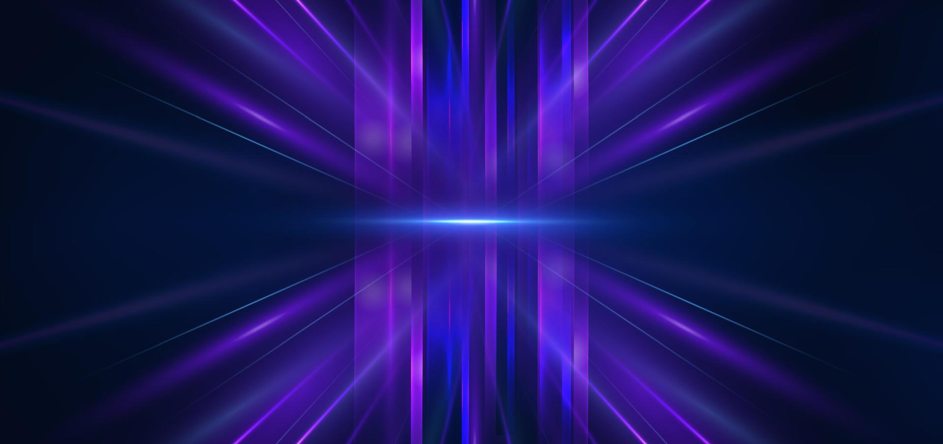 abstract technologie futuristische gloeiend blauw en Purper licht lijnen met snelheid beweging vervagen effect Aan donker blauw achtergrond. vector