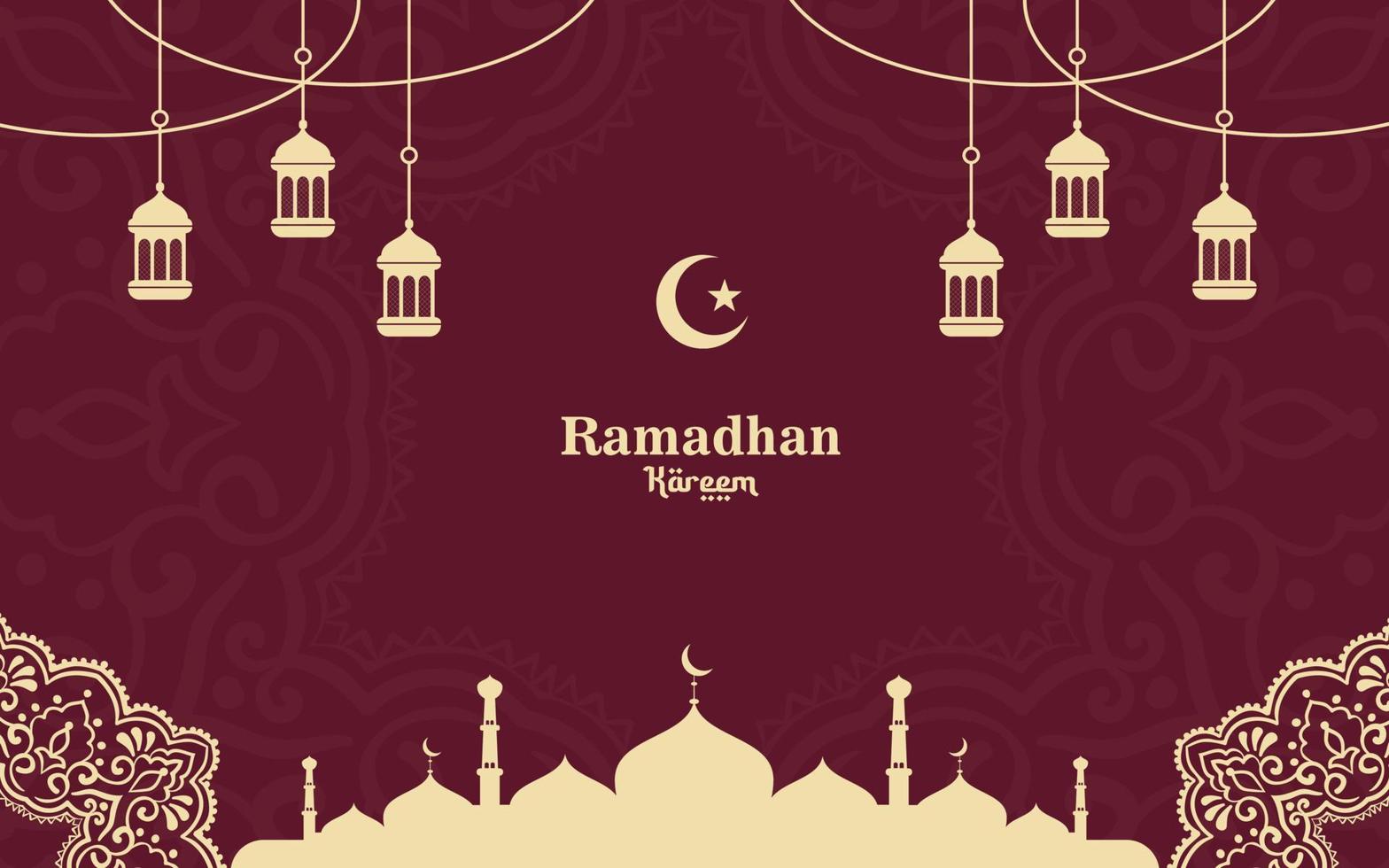 Islamitisch Ramadan groet achtergrond met ornamenten vector