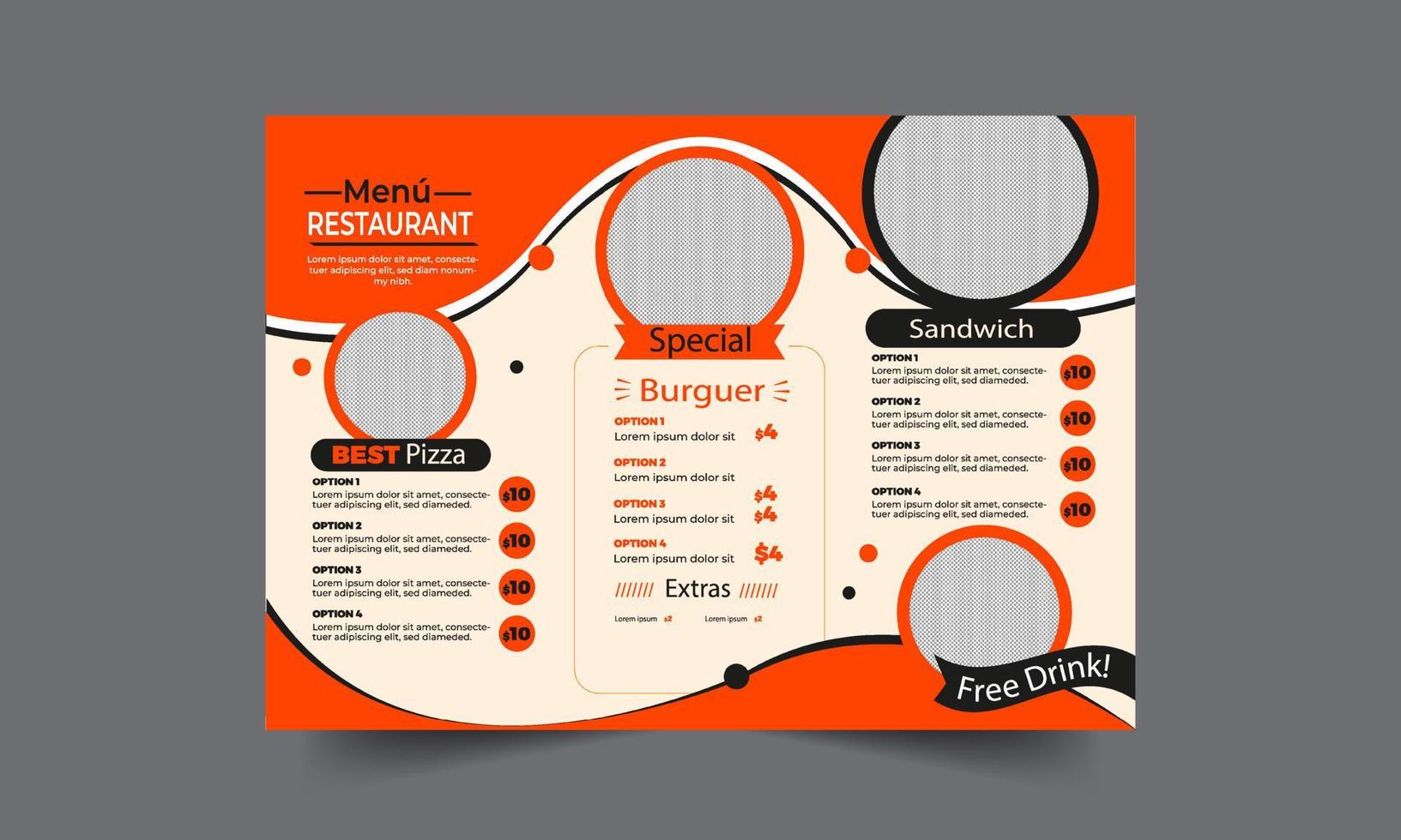 vrij vector modern restaurant menu voor hamburgers