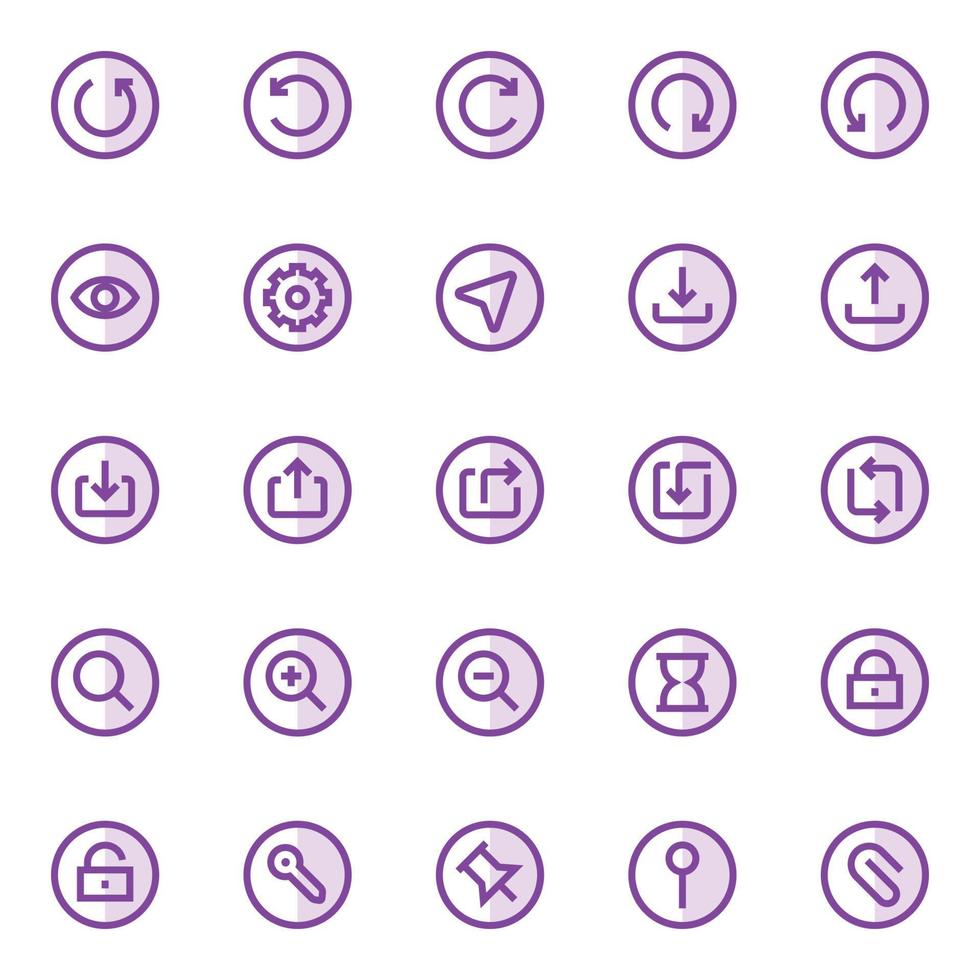 Purper kleur schets pictogrammen voor ui ux. vector