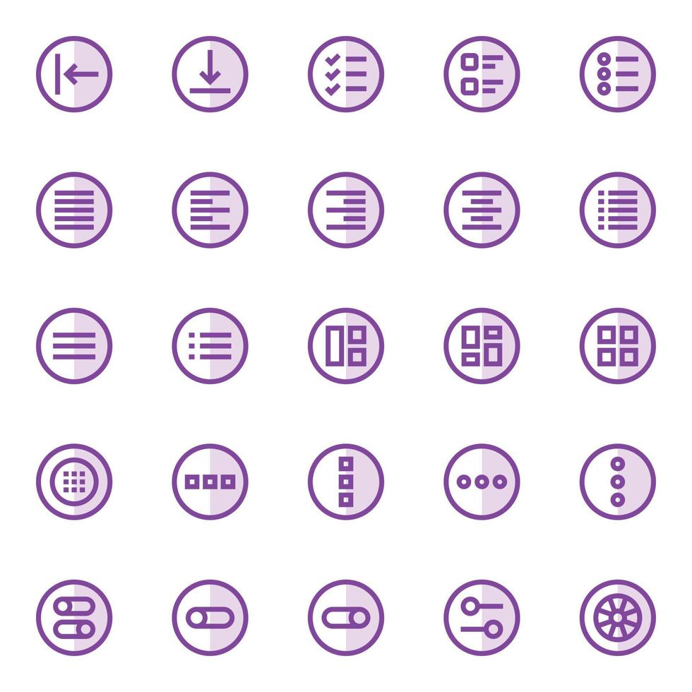 Purper kleur schets pictogrammen voor ui ux. vector